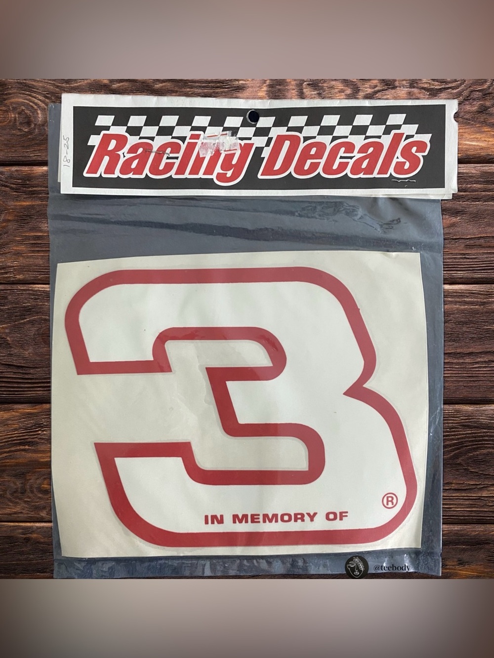 Vintage Dale Earnhardt Sr #3 In Memory Of NASCAR Racing Decal Sticker
